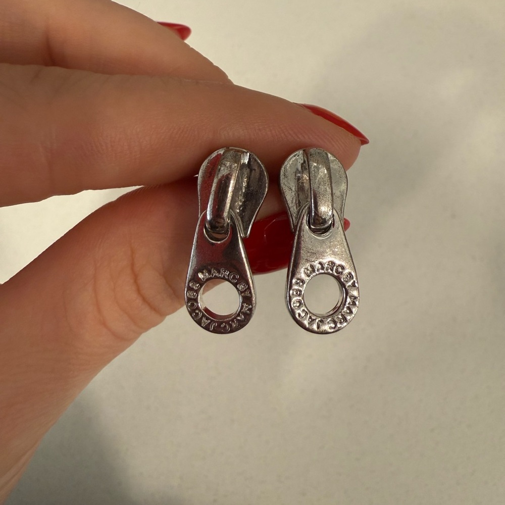 Marc Jacobs Silver Zipper Pull Earring
